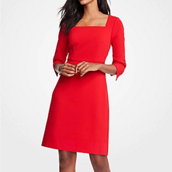 Ann Taylor Dresses & Skirts - Ann Taylor NEW Petite Doubleweave Square Neck Flare Dress Jubilee sz 4 PETITE